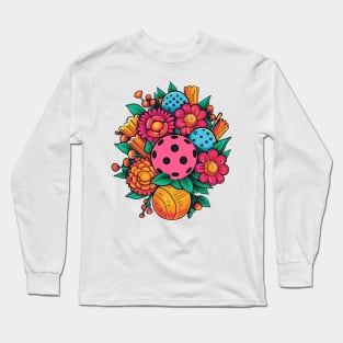 Pickleball Player Flowers Long Sleeve T-Shirt